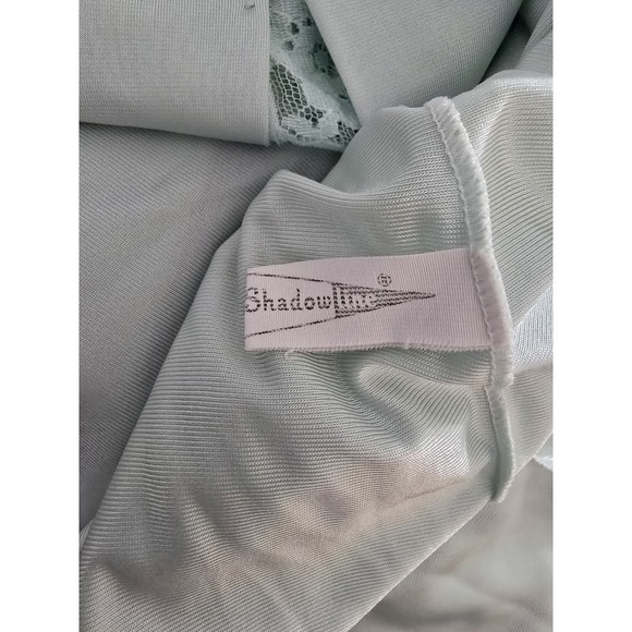 VTG Mint‎ Green Shadowline Robe Housecoat Rosebud Lace Button Up Nylon Large - Picture 6 of 7